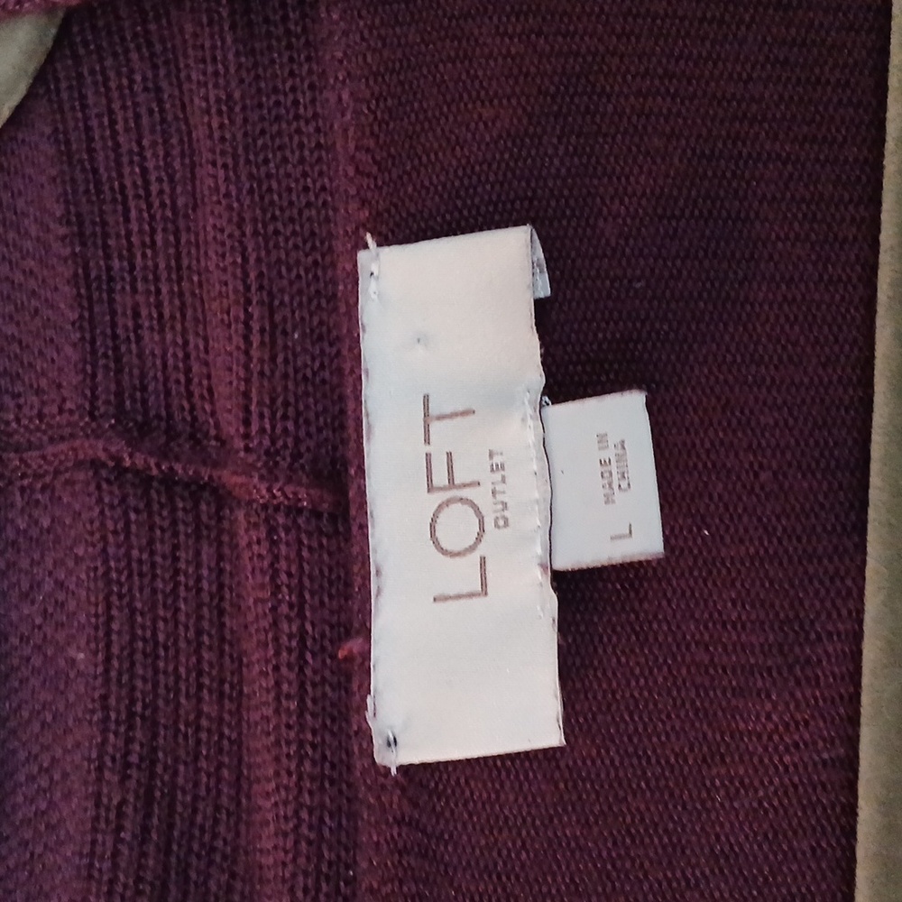 LOFT Women's Deep Purple Open Knit Cardigan Size Large - Picture 4 of 8